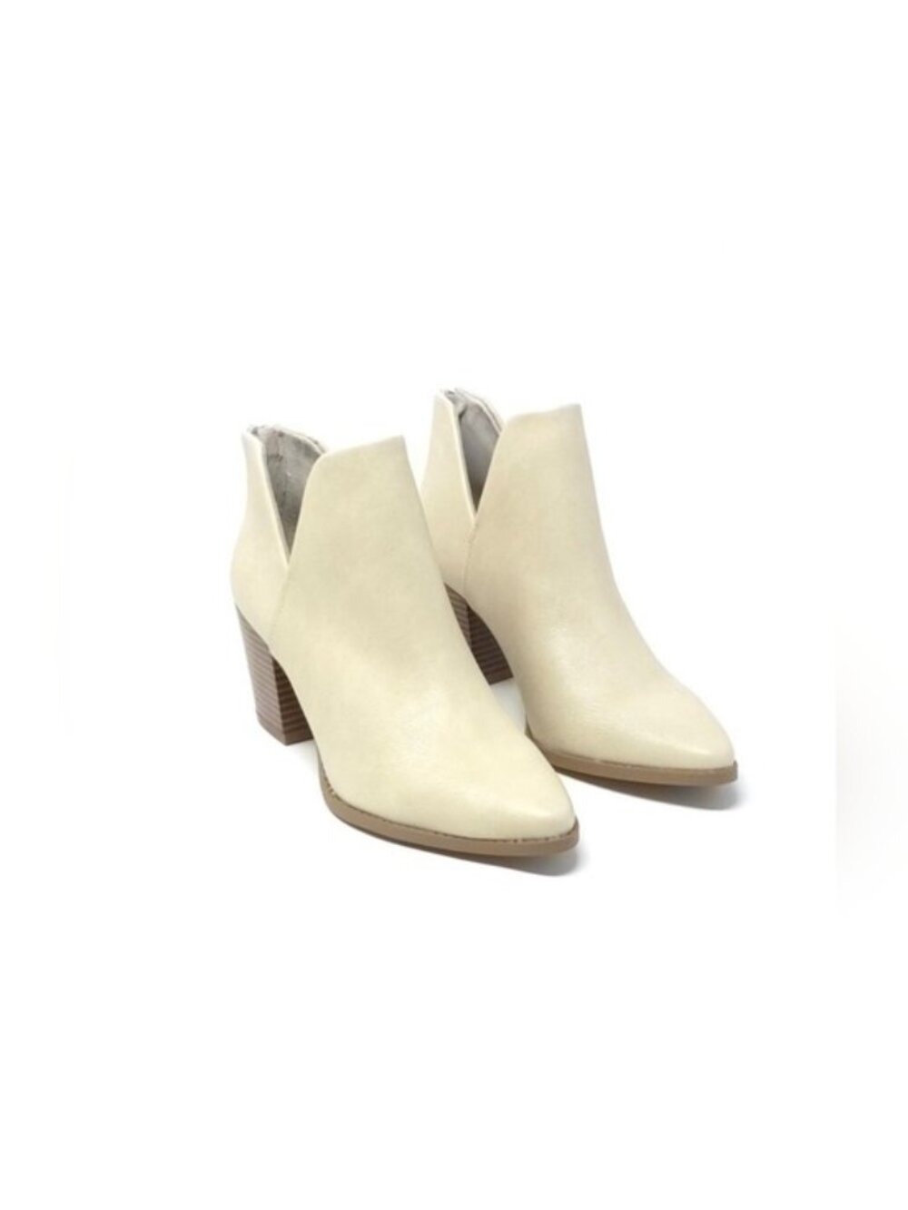 New Sun + Stone Eliza Ecru Faux Leather Almond Toe Ankle Boots Women’s 8M